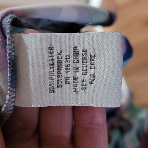 Ronni Nicole Fitted Stretch Abstract Blue White Print Dress 6 - Picture 6 of 6